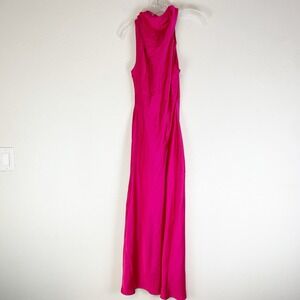 Zara Dress Womens Small Midi Satin Asymmetrical Slit Glam Hot Pink Sleeveless S